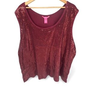 Sequin Sleeveless Burgundy Tank Top | Holiday Outfit